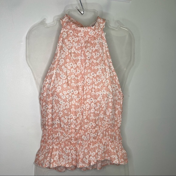 NEW Urban Romantics Pink Floral Mock Neck Halter Sleeveless Tank Top Size XS - Picture 2 of 8
